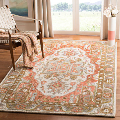 Marchesini Oriental Handmade Tufted Wool Ivory/Red Area Rug