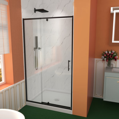 Pivot Swing Glass Shower Door, 42"Wx71"H, 1/4" Clear SGCC Tempered Glass, Pivot Frame, Durable & Easy to Install