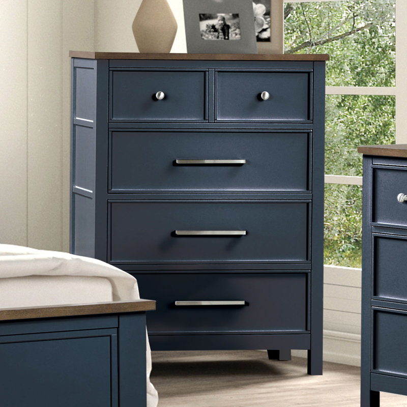 Commode de campagne moderne Pinetop, bleu / brun foncé, Bleu / brun foncé
