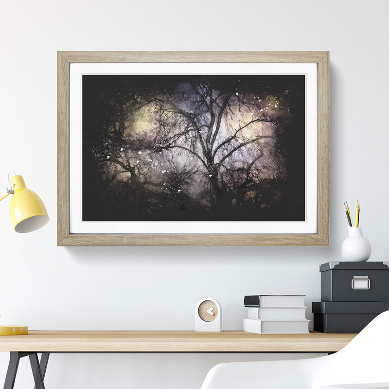 Weeping Willow Tree - Picture Frame Graphic Art Print, Oak Framed, 62cm H x 87cm W x 2cm D