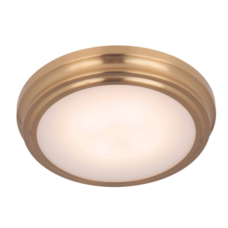 Plafonnier encastré 1 lumière DEL , Laiton satiné, H 1,13 po x l 9 po x P 9 po