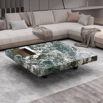 Table basse carrée en acier inoxydable