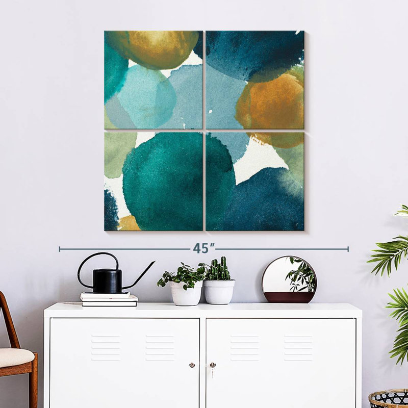 Filigrane Avery bleu sarcelle carré II, H 32 po x l 32 po