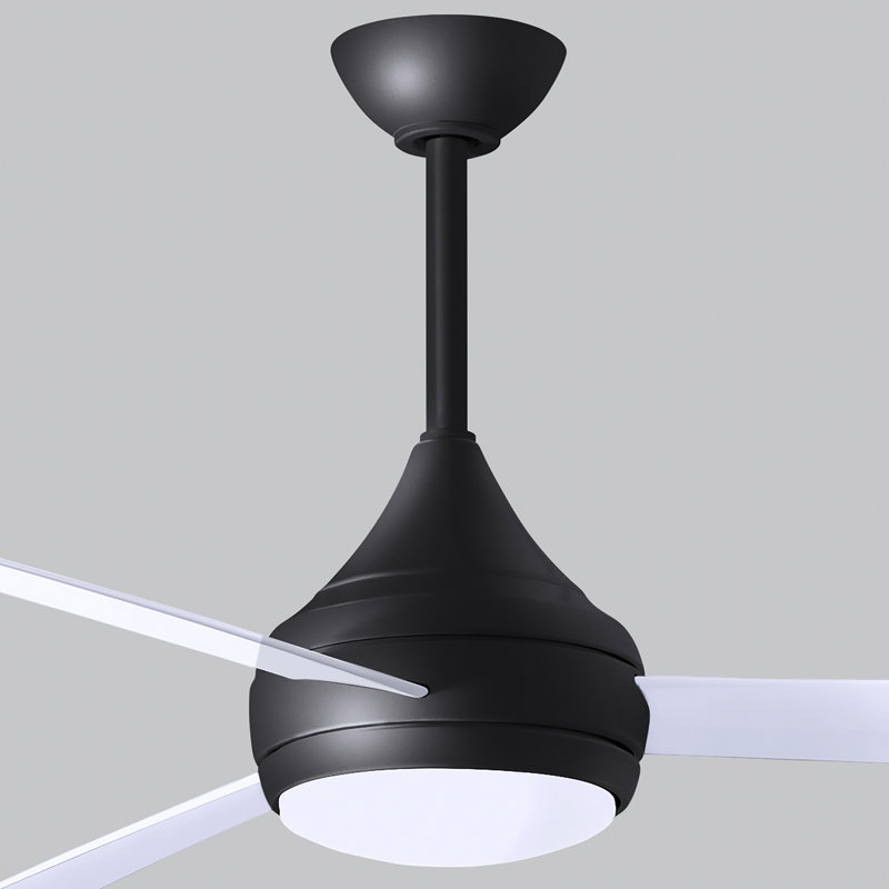 Donaire LED Outdoor Downrod Ceiling Fan, Matte Black, Gloss White