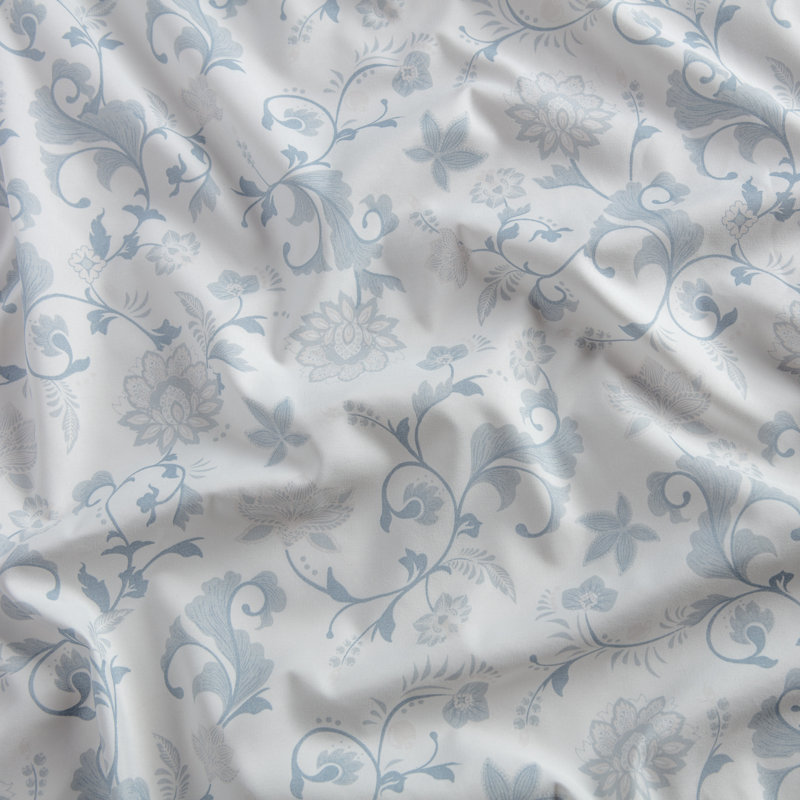 Elegant Ultra Soft Floral Microfiber Percale Sheet Set, White, Twin Sheet Set + Fitted Sheet + 1 Pillowcase