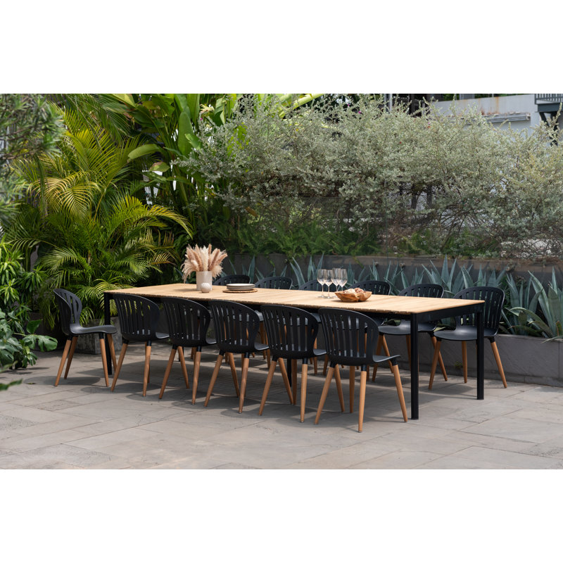Carliegh 13 Piece Mirus Rectangular Extedable Dining Set | 100% FSC Certified Teak Wood | Ideal Furniture Set For Outdoors