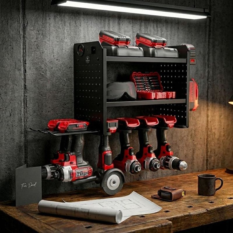 Support mural robuste pour outils électriques avec côtés en panneau perforé