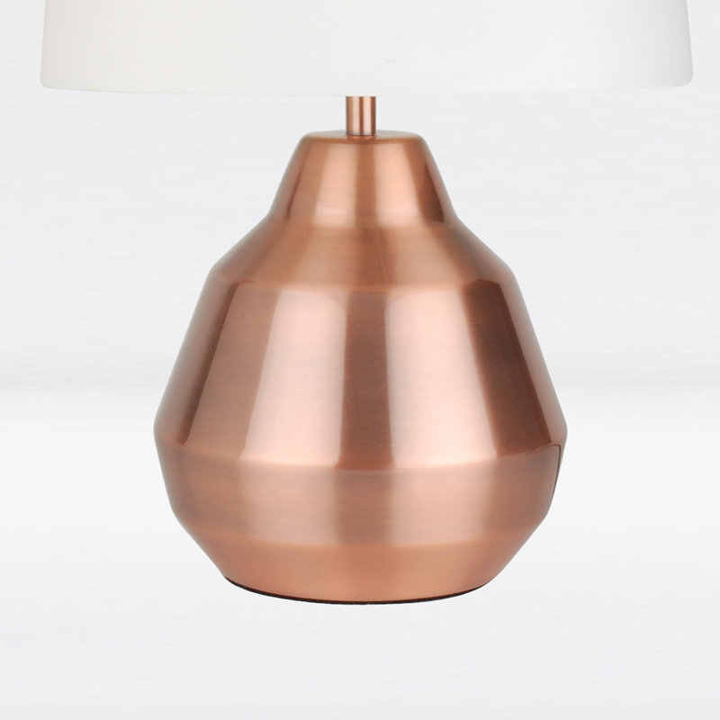 Allarna Metal Table Lamp, Brushed Copper, White