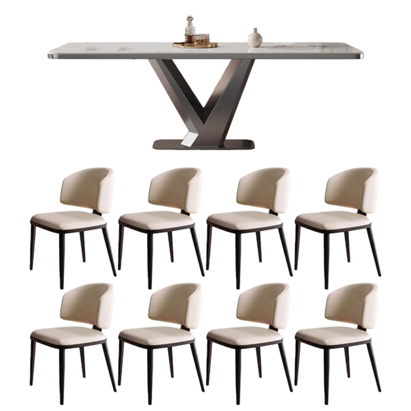 Table de salle à manger rectangulaire, 9 pièces : table, 8 chaises, H 29,53 po x l 70,87 po x P 35,43 po
