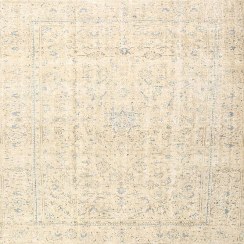 Tapis beige/gris traditionnel Igasho, Carré 4 pi