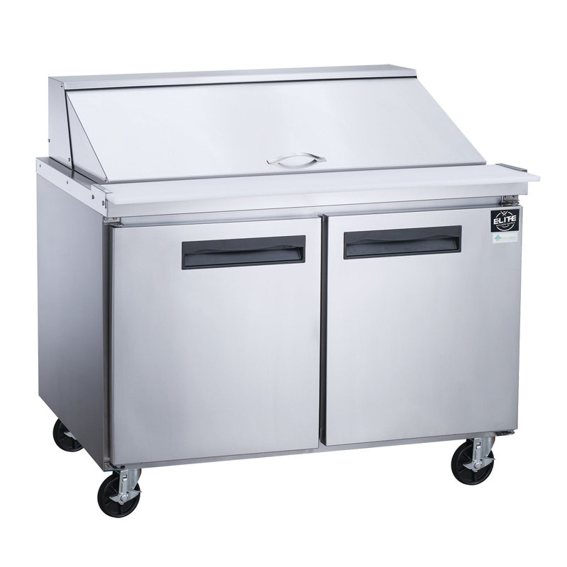 48.125 in. Stainless Steel 2-Door Commercial Food Prep Table Refrigerator