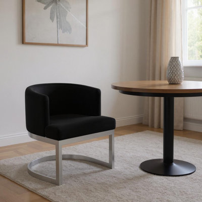 Black and Silver Fabric Wing Back Dining Side Chair