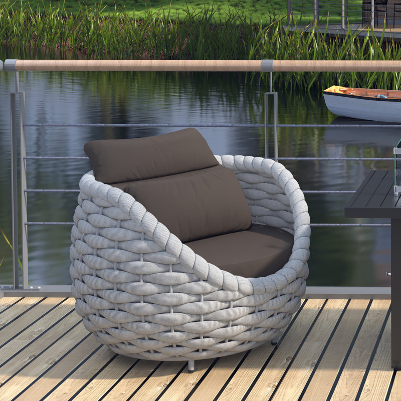 Pingel Polyester Rope Aluminum Frame Outdoor Lounge Chair for Cabin Proch Deck Balcony Poolside Garden, Dark Gray