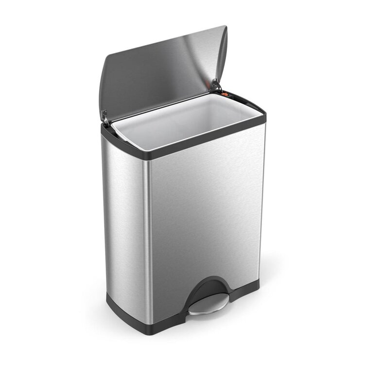simplehuman 50L Rectangular Step Trash Can Brushed Stainless Steel
