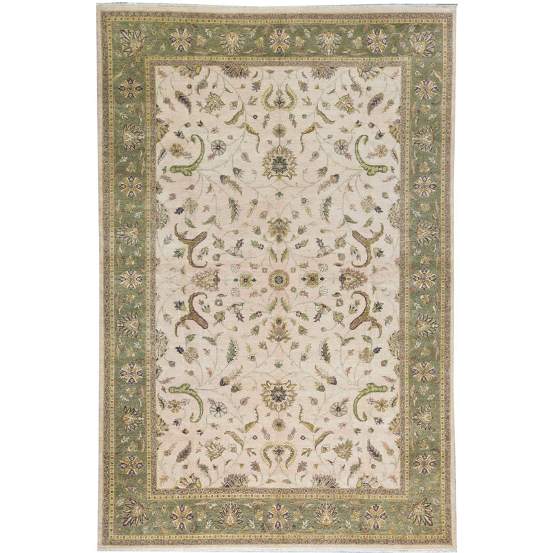 Hand-Knotted High-Quality Beige and Gold Area Rug