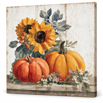 Sunflowers and Pumpkins Wrapped Canvas Wall Art