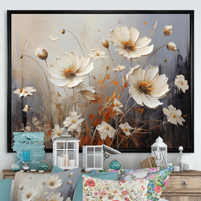 Champ captivant de fleurs I - reproduction, White Picture Framed, H 24 po x l 32 po