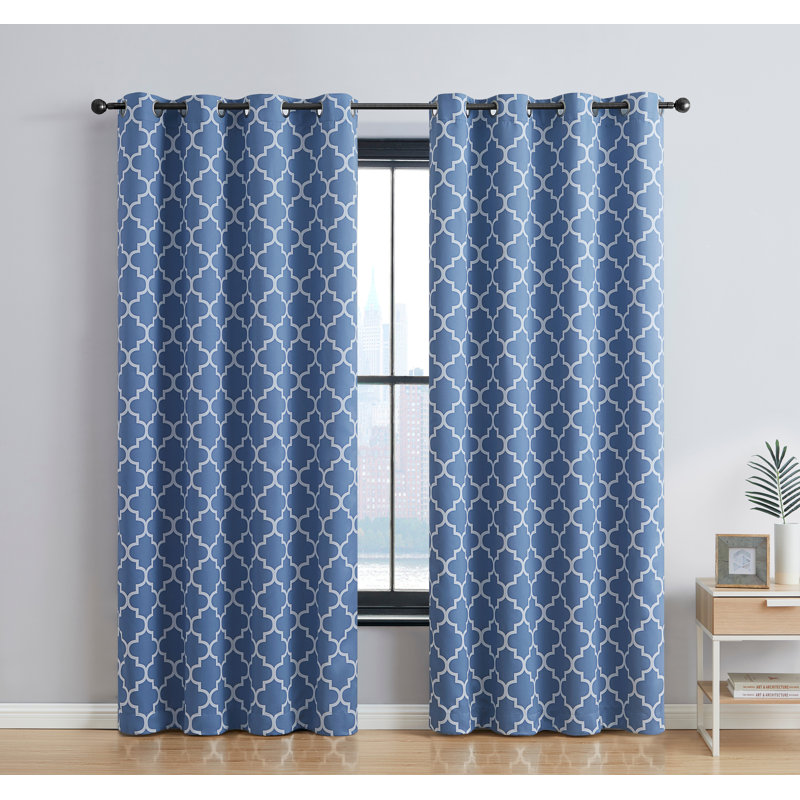 Alexuis Blackout Curtain Pair, 52" W x 96" L, Stone Blue