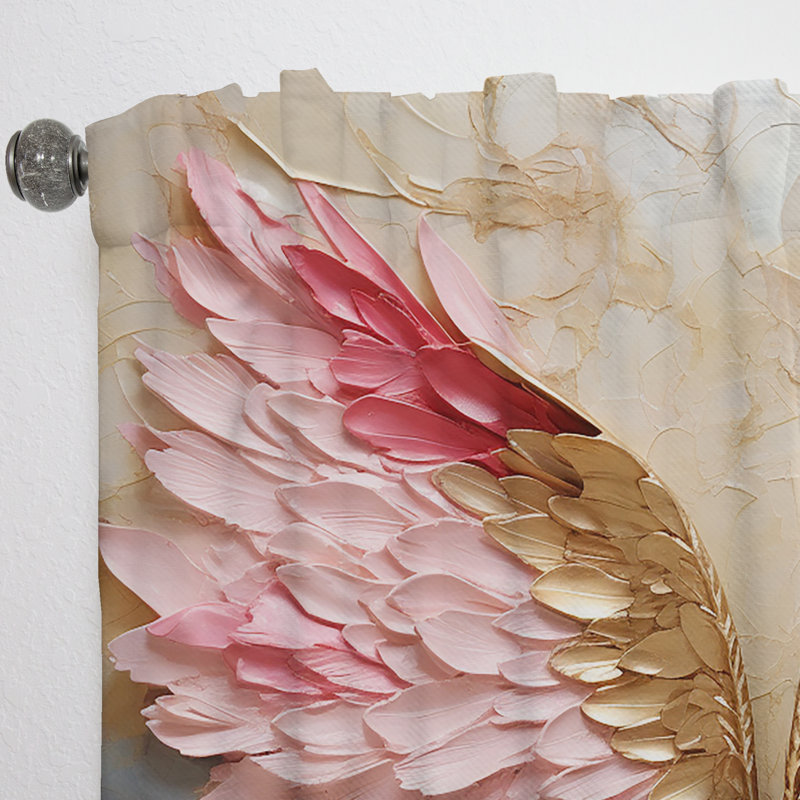 Ailes d'ange roses et dorées - Rideau abstrait obscurcissant à spirales abstraites - 1 panneau, L 52 po x L 120 po