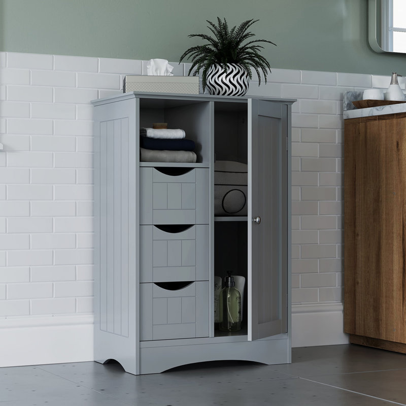 Armoire de rangement à une porte avec 3 tiroirs, Gris