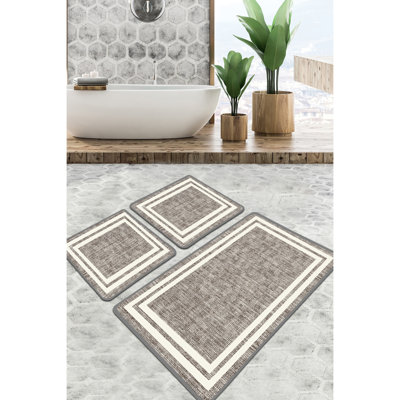 Soft & Absorbent Bathmat Set (2 Pieces), 100% Polyester, 23.6 x 39.4 inches & 19.7 x 23.6 inches | Antibacterial, Non-Slip Underside, Machine Washable | Perfect for Bathroom Comfort & Safety, 700 g/m²