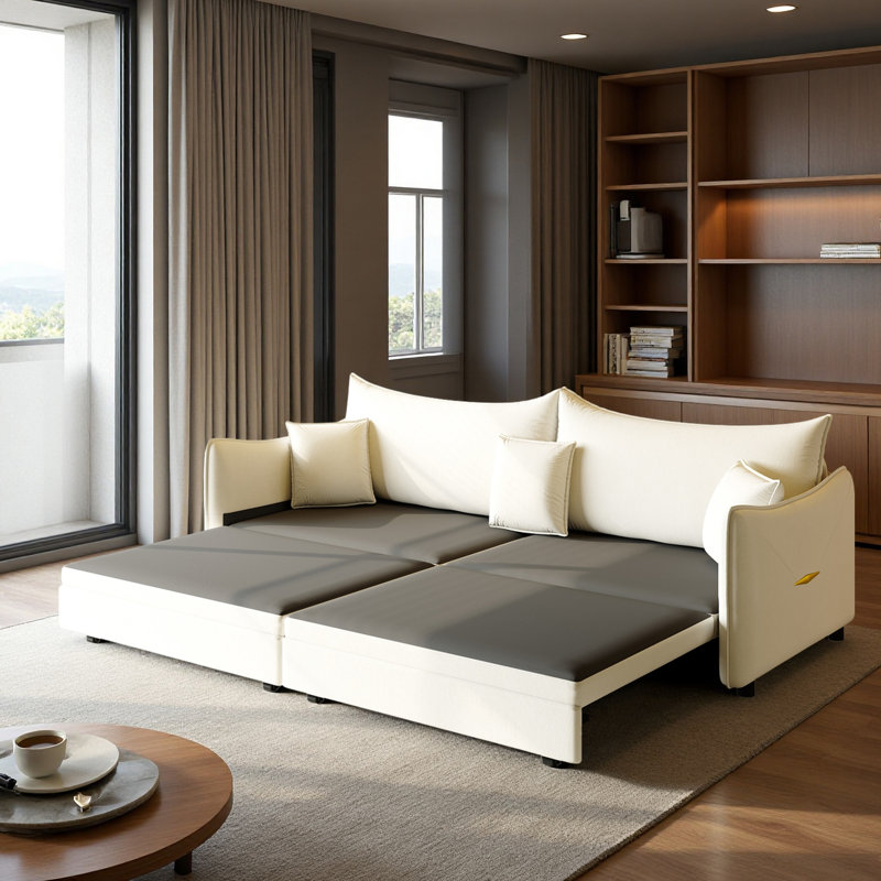 Canapé-lit gigogne 81,9 po, canapé-lit convertible 3-en-1, beige, Beige