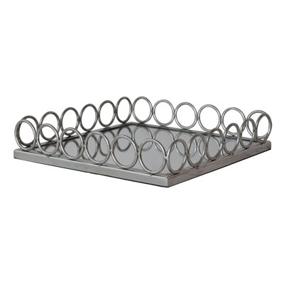 Metal Mirrored Tray Nickel Finish