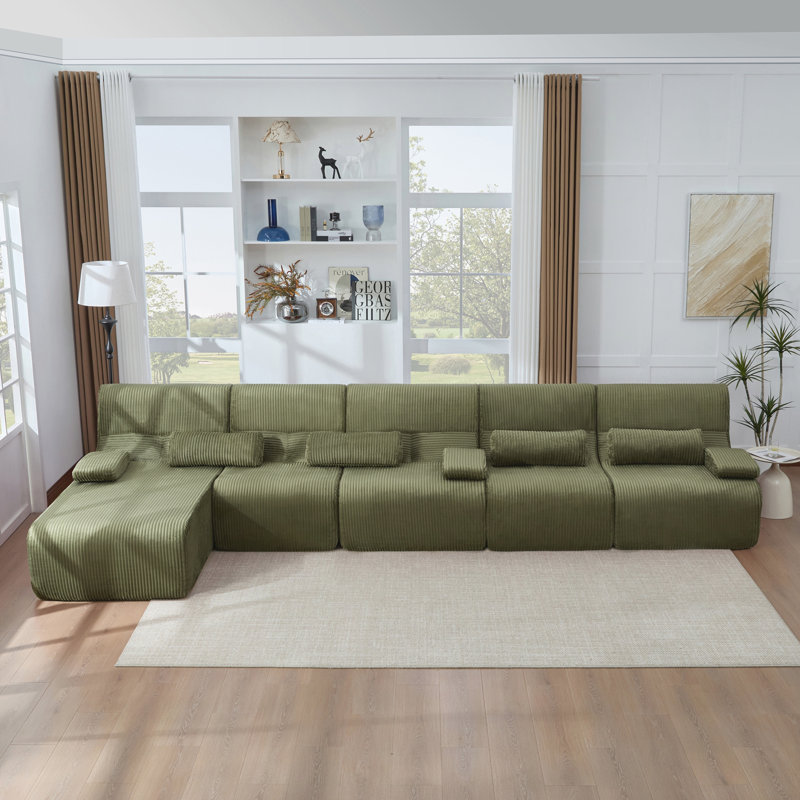 Canapé surdimensionné surdimensionné de 161,8 po en forme de L pour canapé-lit Canapé, Vert