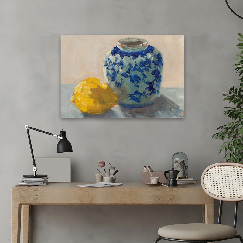 Citron contemporain avec pot chinoiserie, H 24 po x l 16 po