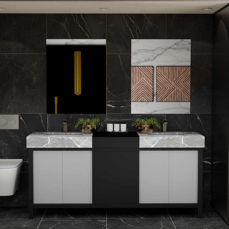 Ensemble de meuble-lavabo de 72 po Lexora Zilara noir et gris avec robinet