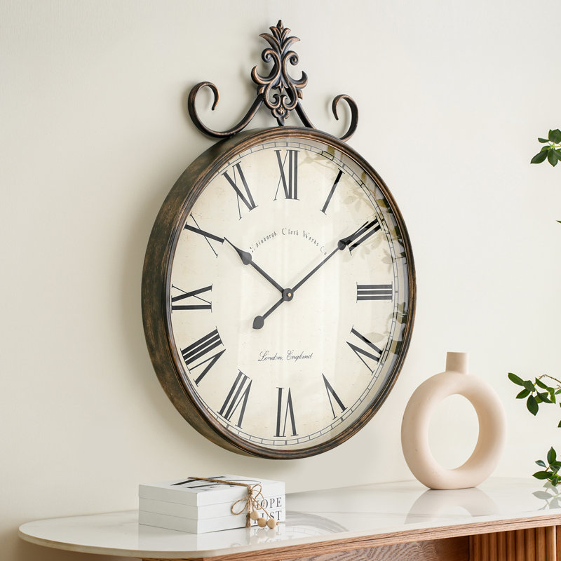 Alexandros Wall Clock Metal Antique-gold Accent Clock, 60 x 78.5cm