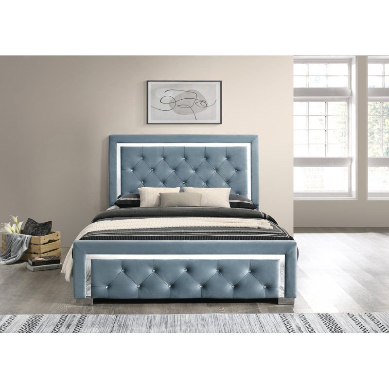 Ozora Upholstered Bed, Light Blue, Super King (6')