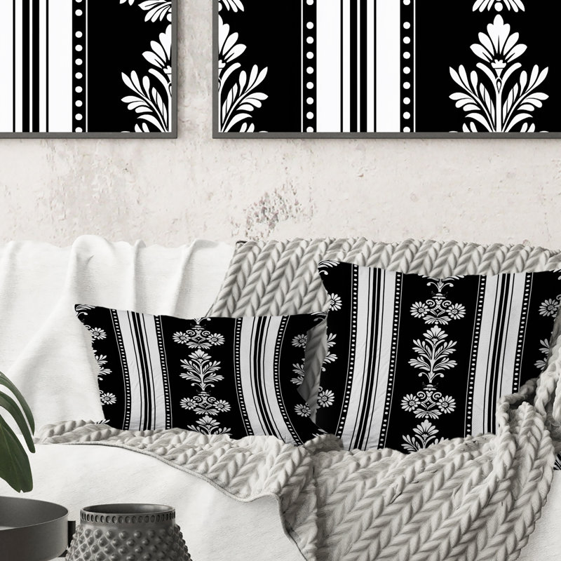 Coussin lombaire traditionnel noir à fines rayures IV - noir