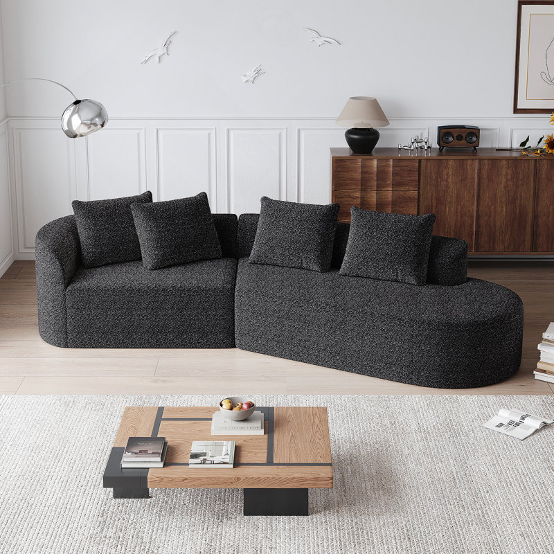 Canapé modulaire surdimensionné et rembourré Modern, Face à la droite, Chenille noir