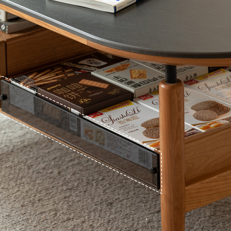 Table basse en pierre frittée avec tablette ouverte