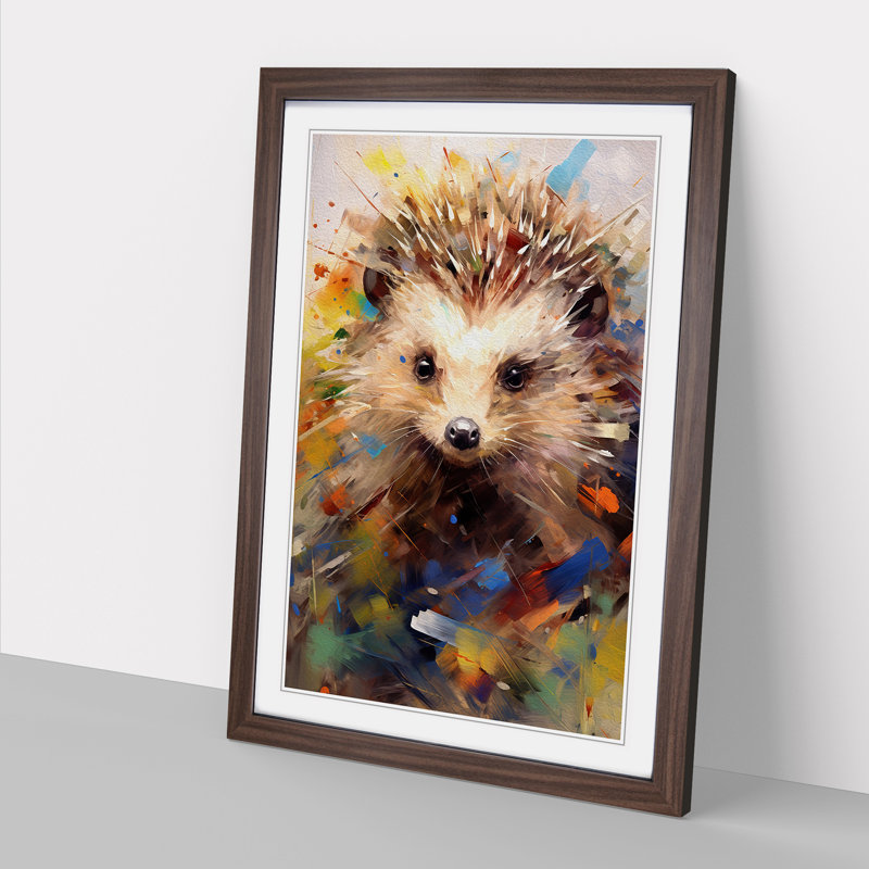 Hedgehog Gestural - Framed Print, 46cmH x 34cmW