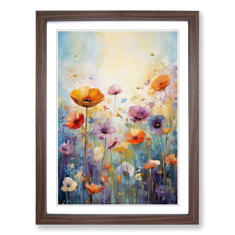 Wildflowers Abstract Art - Framed Print, Walnut Framed, 46cm H x 34cm W
