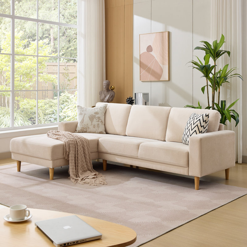 Canapé modulaire rembourré 2 pièces en L 84 po 2 pièces, Chenille beige