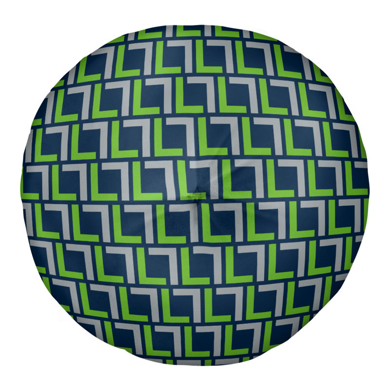 Housse de coussin rond Seattle, Bleu marine collège / vert action / gris loup, 30 po x 30 po