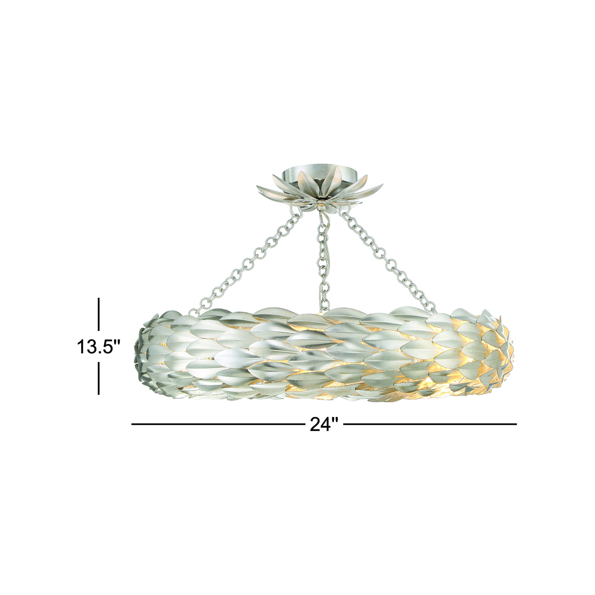 Adelynn 8 - Light Metal Dimmable Chandelier, 13.5" H x 24"W x 24"D, Antique Silver
