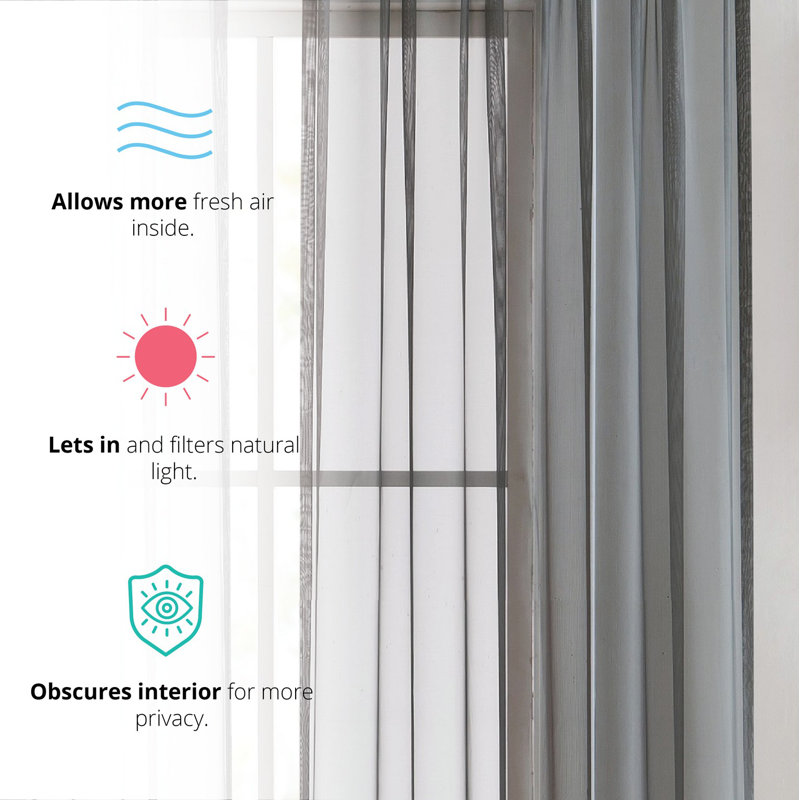 Dipankar Sheer Curtain, Charcoal Gray, 54" W x 72" L