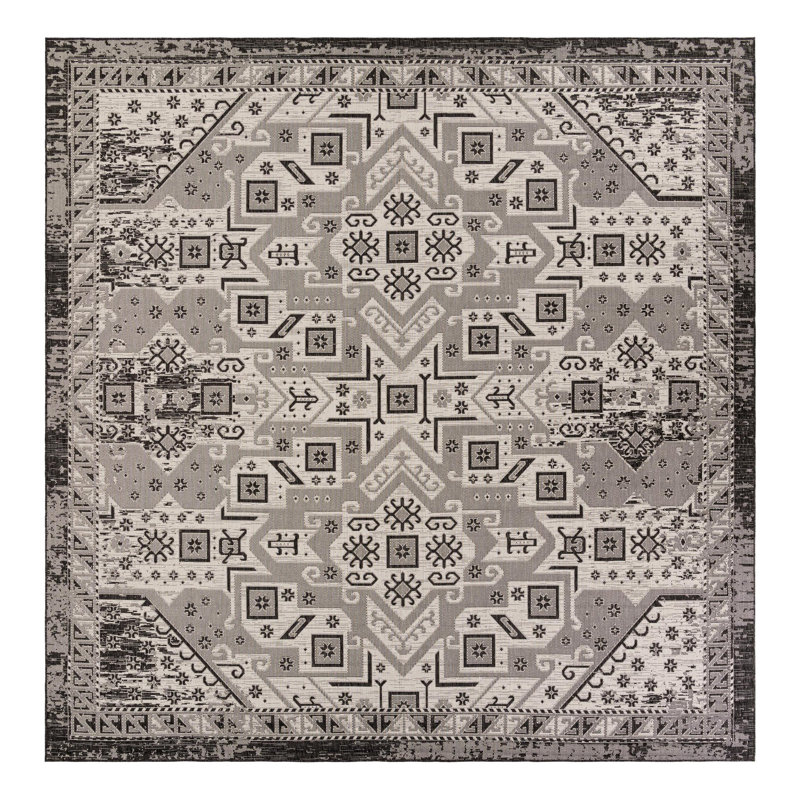 Alucard Southwestern Blue Indoor / Outdoor Area Rug, Square 12'
