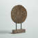 12" Wood Pinwheel Decor  Contemporary Natural Brown Circular Wooden Sculpture on Stand for Rustic Home or Office Decor Accent