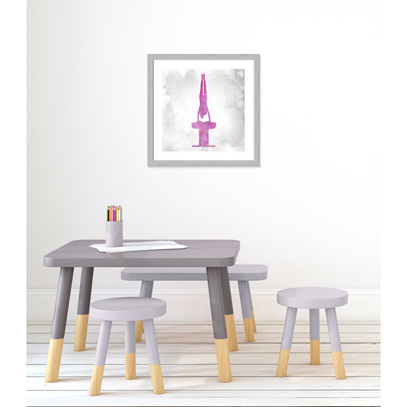 Gymnastics Sports, 24.5" H x 24.5" W x 0.63" D, Silver Flat Framed