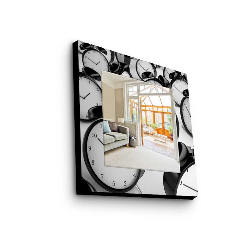 Élégant miroir décoratif avec cadre 100% bois de pin, 19,7 po x 19,7 po | Miroir en verre véritable (épaisseur: 0,2 pouce) | Peinture sur tissu élégante | Parfait pour la décoration intérieure et le vestibule, design durable et chic