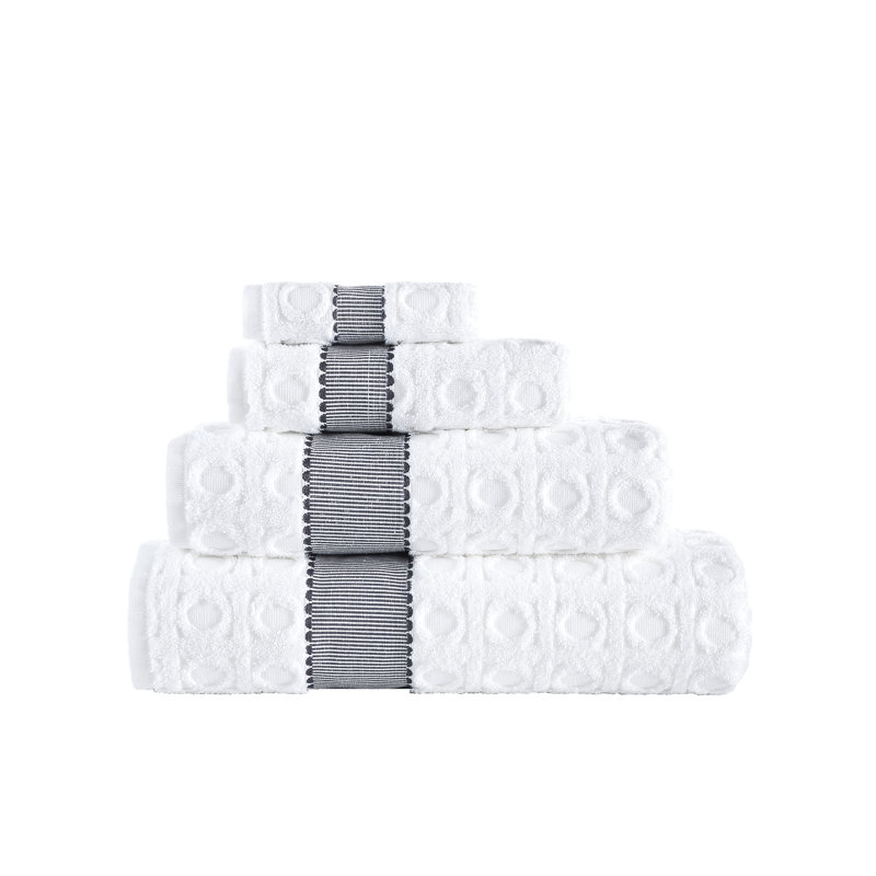 Turkish Cotton Plush Jacquard Washcloth, White