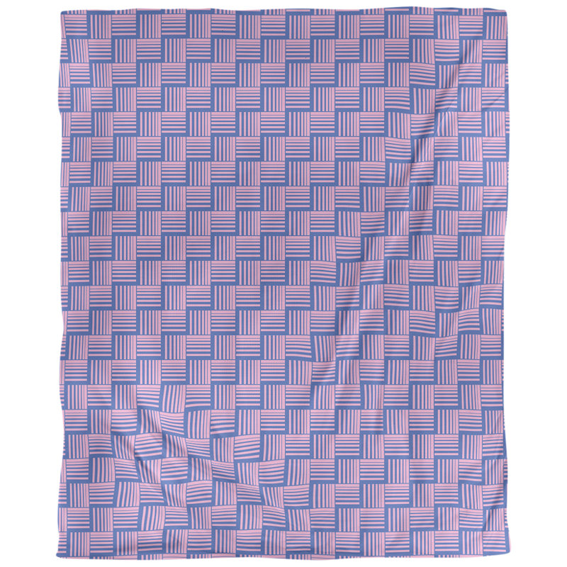Tissu basketweave contrast, Bleu / rose, L 54 po x l 36 po, Lin huître palazzo