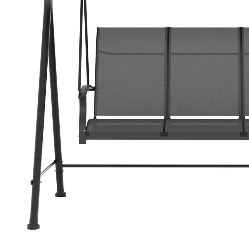 Balancelle d'extérieur 3 places avec auvent pour patio, gris foncé