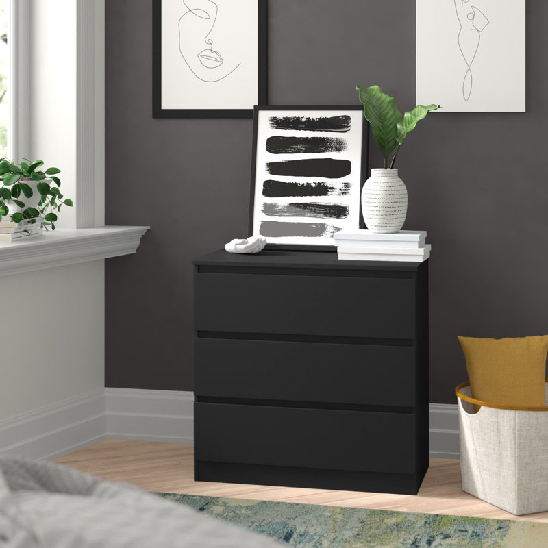 Braunstein 3 Drawer Chest, Black