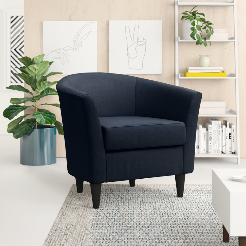 Fauteuil demi-tonneau l 31,5 po Kronos, Tissage de table Klein Klein Midnight, Noir